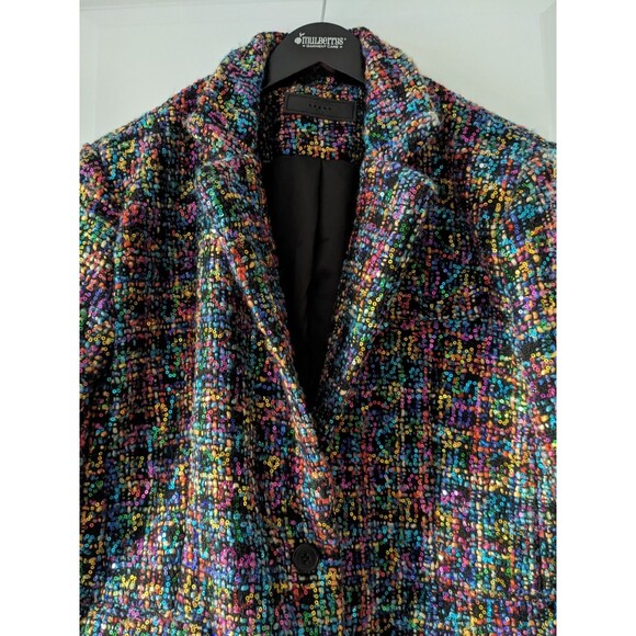 Blank NYC Women Size Small S Multicolor Rainbow Sequin Tweed Blazer Jacket - Picture 9 of 16
